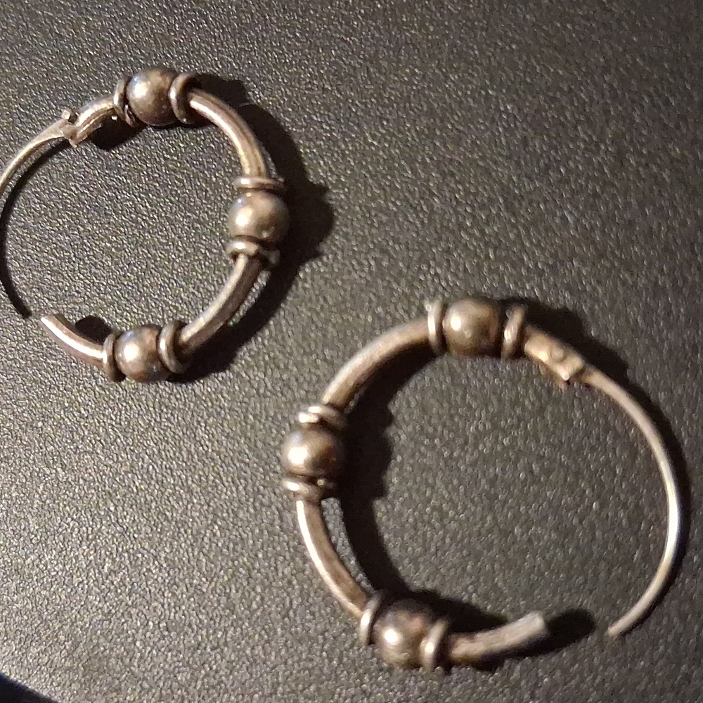 Sterling Silver Ball Bearing Earrings & Bracelet Jewelry Set. - Picture 7 of 8